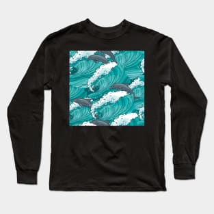 Sea Waves and Dolphins | Urban Finery Long Sleeve T-Shirt